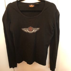 Harley Davidson Black Long Sleeve T Shirt Size M